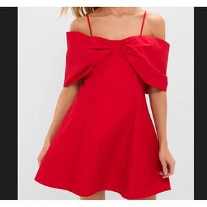 HYACINTH HOUSE red off the shoulder bow tie mini dress sz XXL